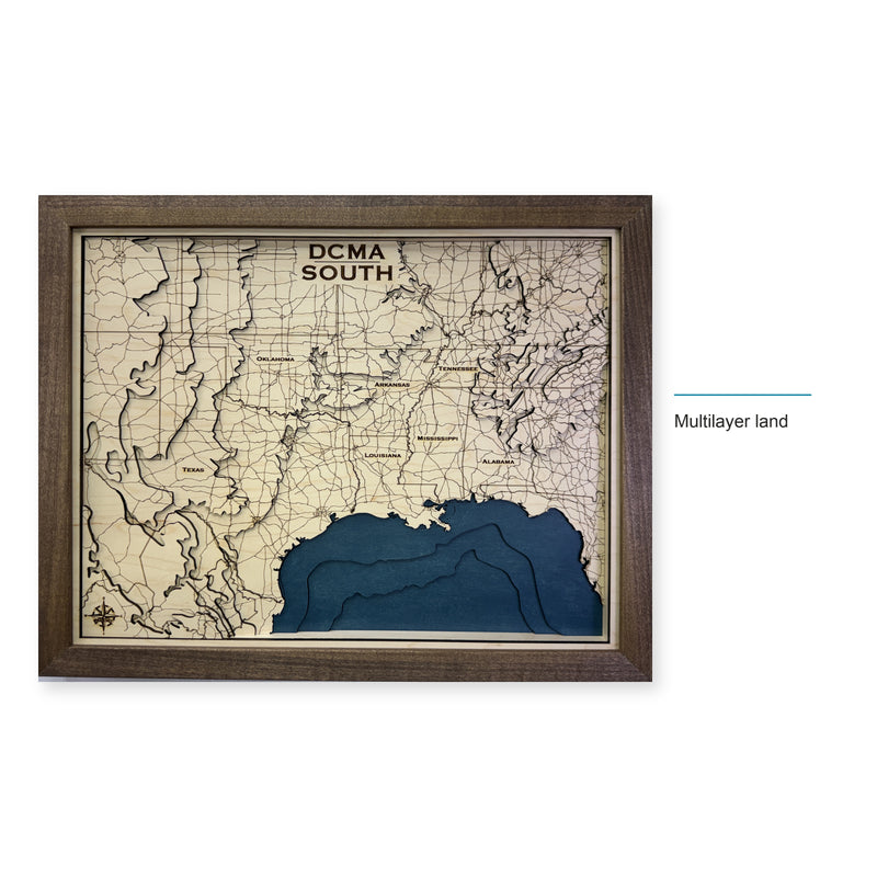 Southern United States Topographic Wood Map — style-labeled photo [MC20261007 q0921 0dd60c892070]