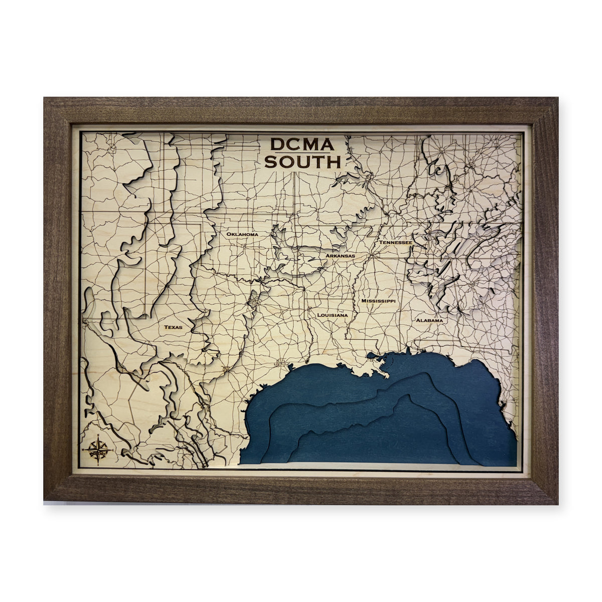 Southern United States Topographic Wood Map — plain-background photo [MC20261007 q0921 2a5dafccaddd]