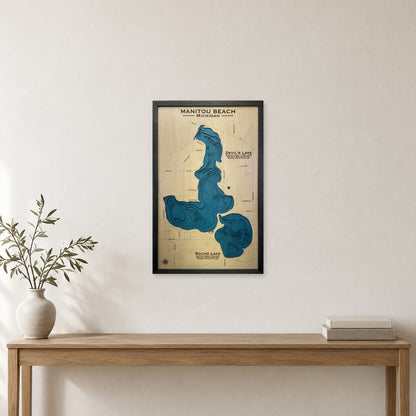 Manitou Beach Devils and Round Lakes Michigan Multilayer Wood Map — room mockup [MC20261007 q0924 863836ce571a]