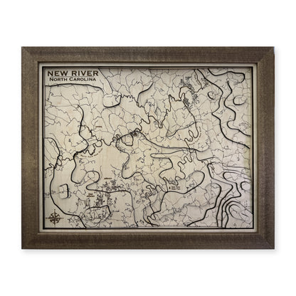 New River North Carolina Topographic Wood Map — plain-background photo [MC20261007 q0993 3d2f964f97b4]