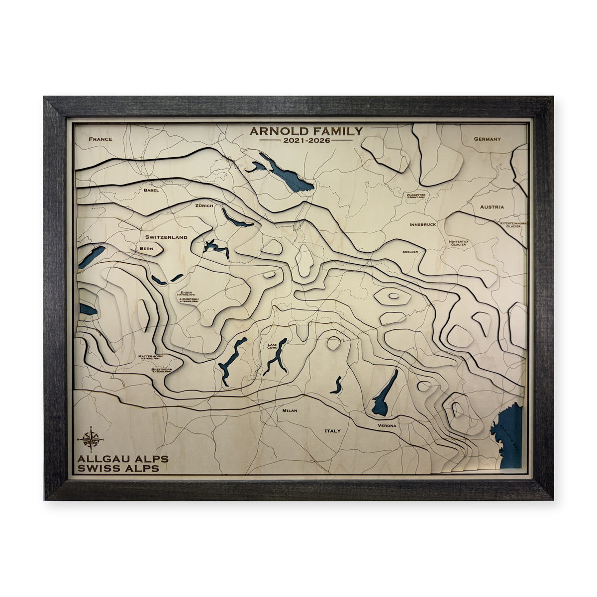 Allgau Alps and Swiss Alps Topographic Wood Map — plain-background photo [MC20261007 q1003 53f5fd3a936a]