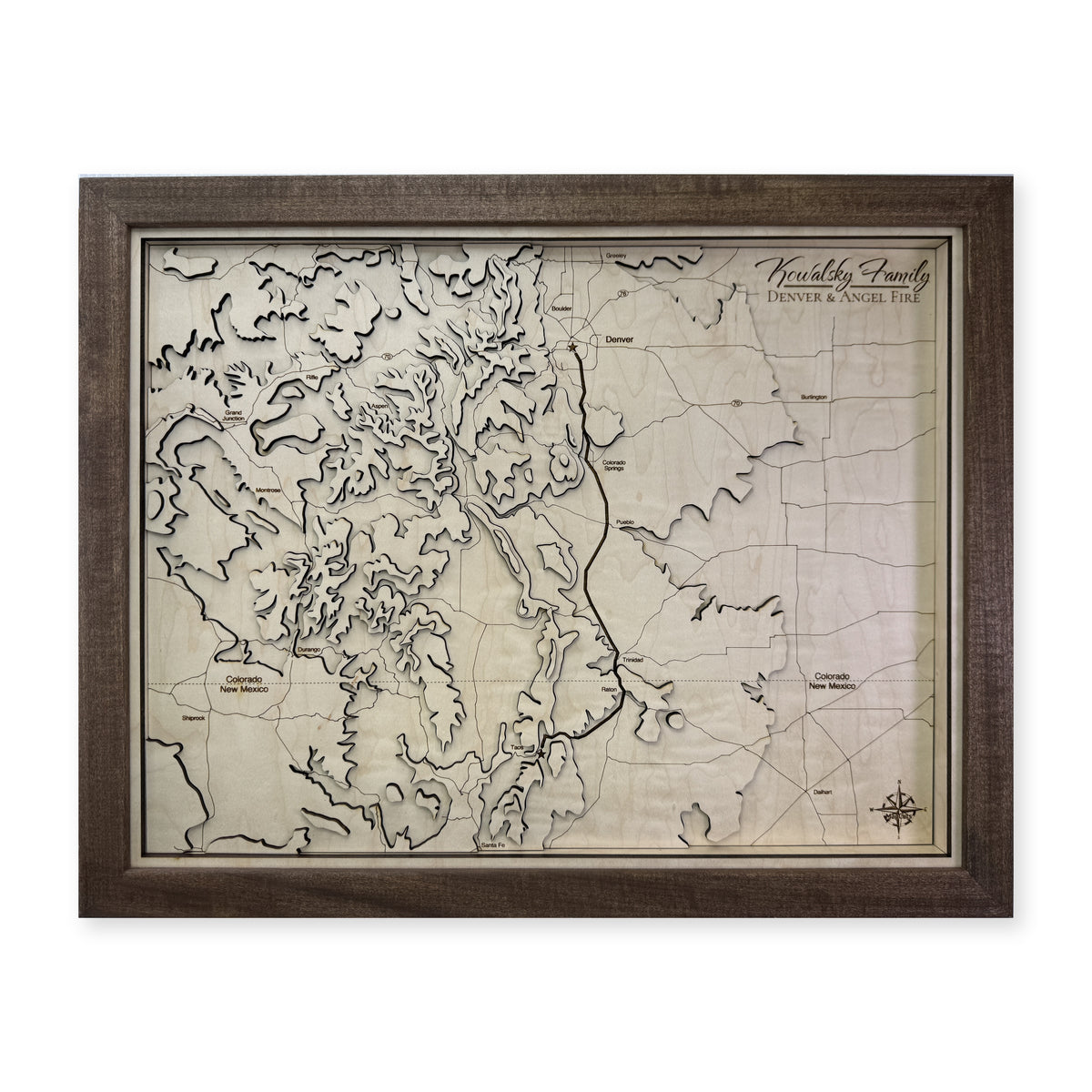 Denver and Angel Fire Colorado New Mexico Topographic Wood Map — plain-background photo [MC20261007 q1012 f30207f4846b]