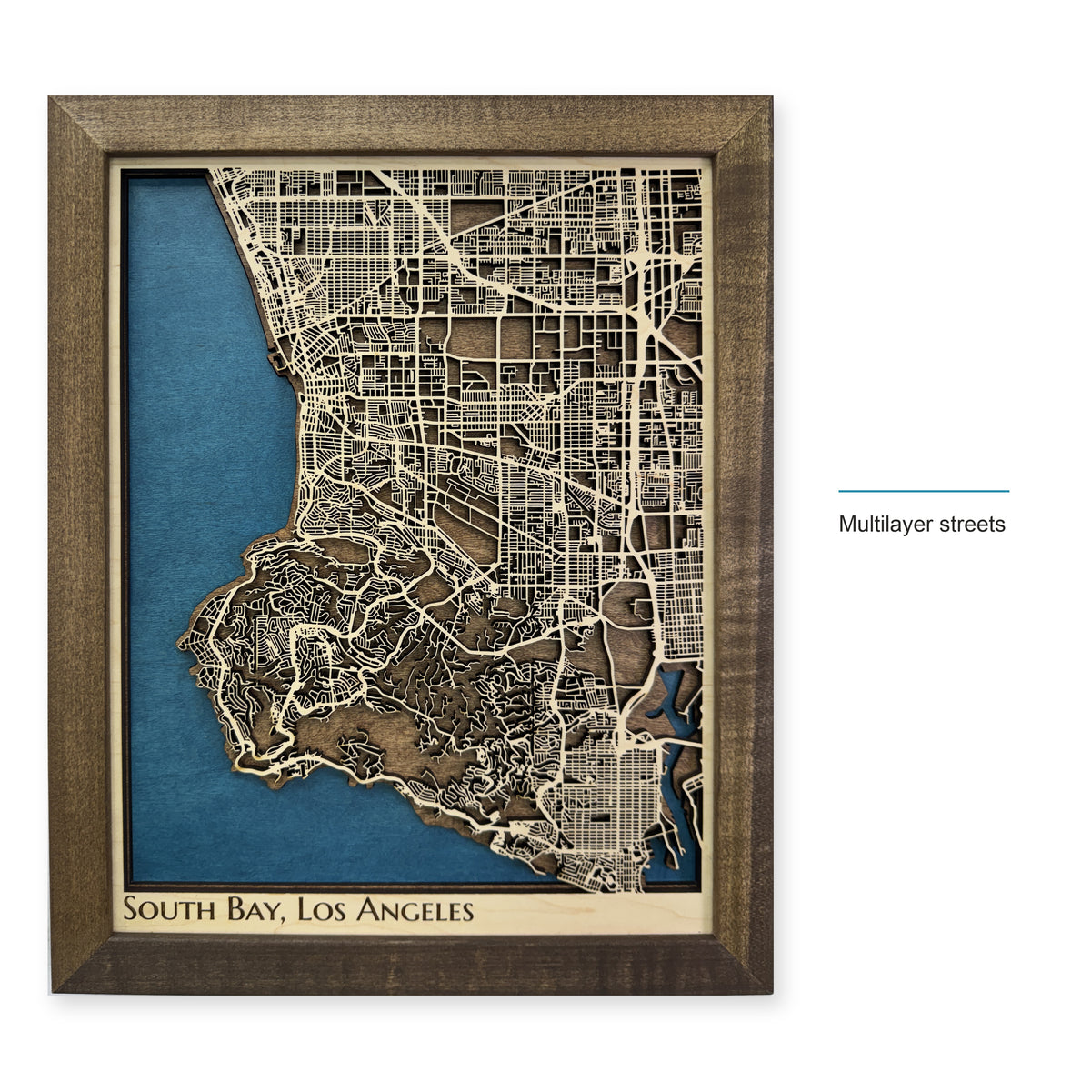 South Bay Los Angeles California Wood City Map — style-labeled photo [MC20261007 q1016 9ed2e0d738c1]