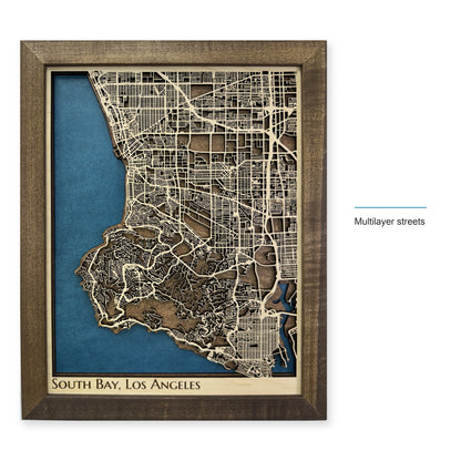 South Bay Los Angeles California Wood City Map — style-labeled photo [MC20261007 q1016 9ed2e0d738c1]
