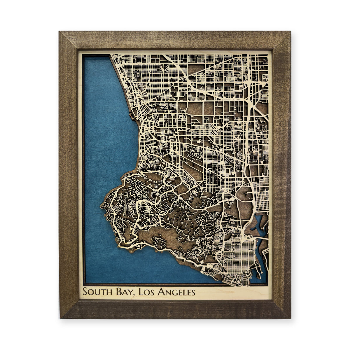 South Bay Los Angeles California Wood City Map — plain-background photo [MC20261007 q1016 d4152c016929]