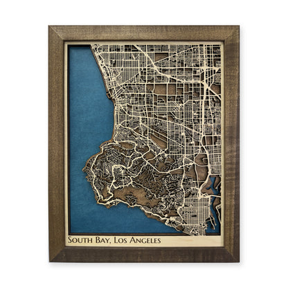 South Bay Los Angeles California Wood City Map — plain-background photo [MC20261007 q1016 d4152c016929]