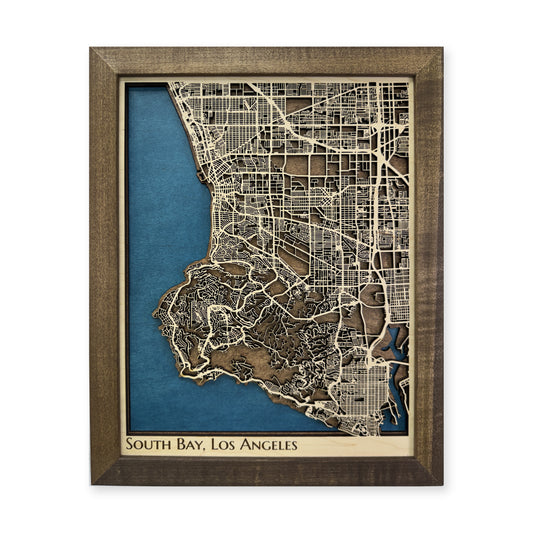South Bay Los Angeles California Wood City Map — plain-background photo [MC20261007 q1016 d4152c016929]