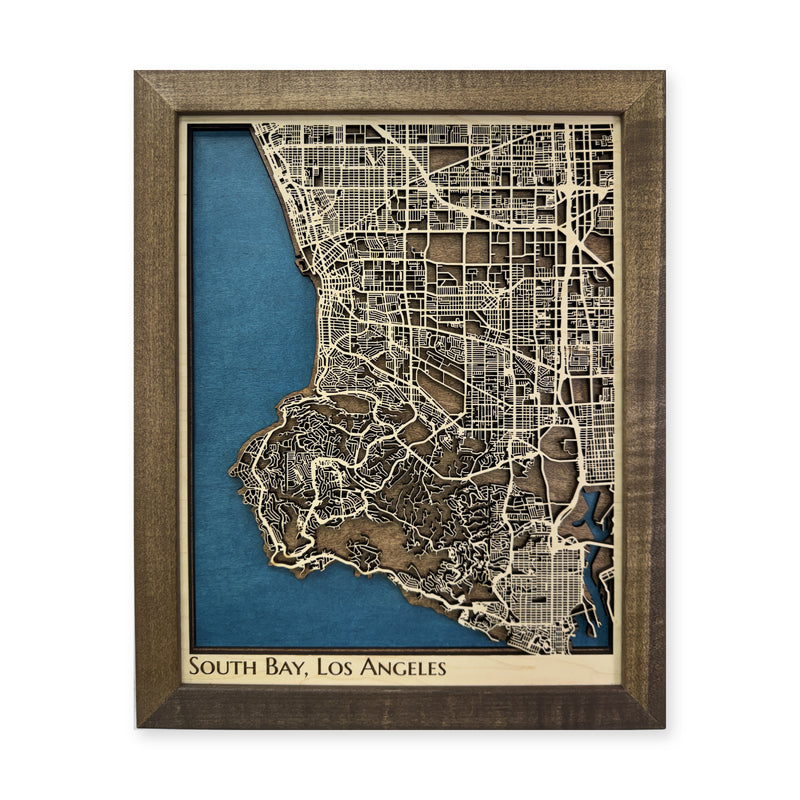 South Bay Los Angeles California Wood City Map — plain-background photo [MC20261007 q1016 d4152c016929]