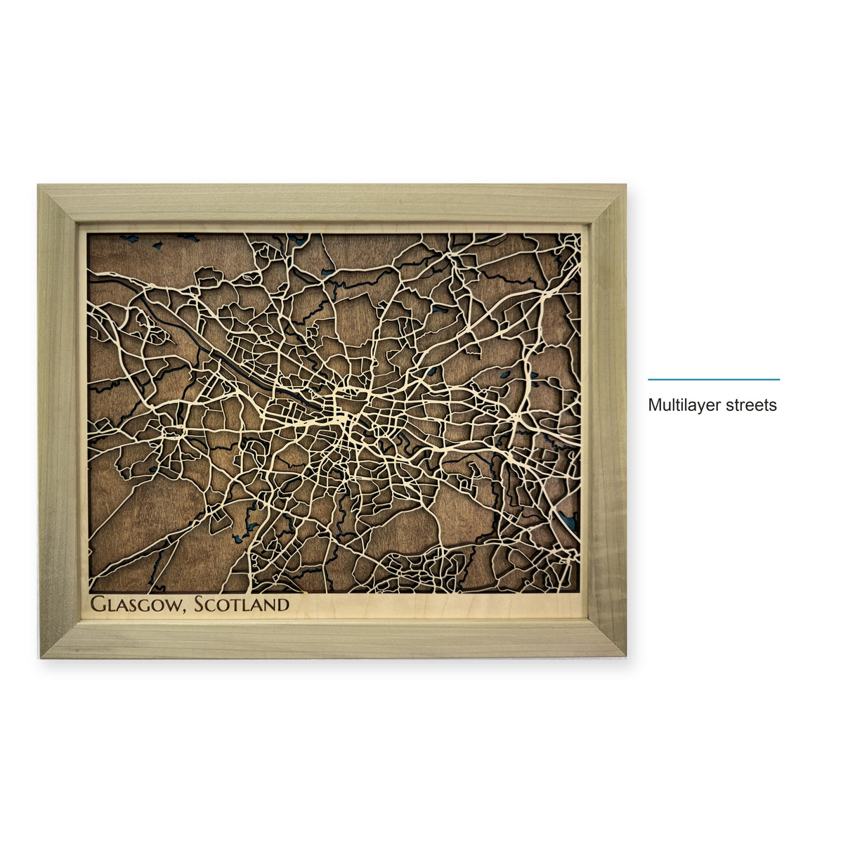Glasgow Scotland Wood City Map — style-labeled photo [MC20261007 q1035 0a08347b5b41]