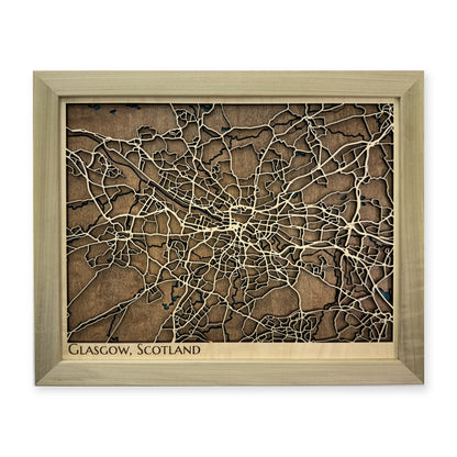 Glasgow Scotland Wood City Map — plain-background photo [MC20261007 q1035 081d076ebb3c]