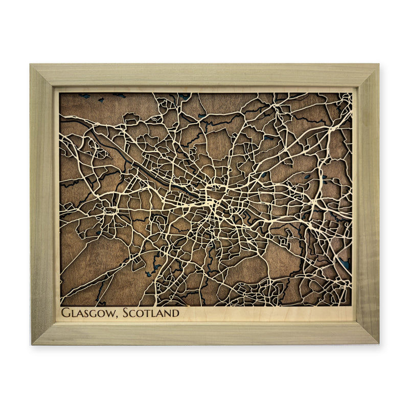 Glasgow Scotland Wood City Map — plain-background photo [MC20261007 q1035 081d076ebb3c]