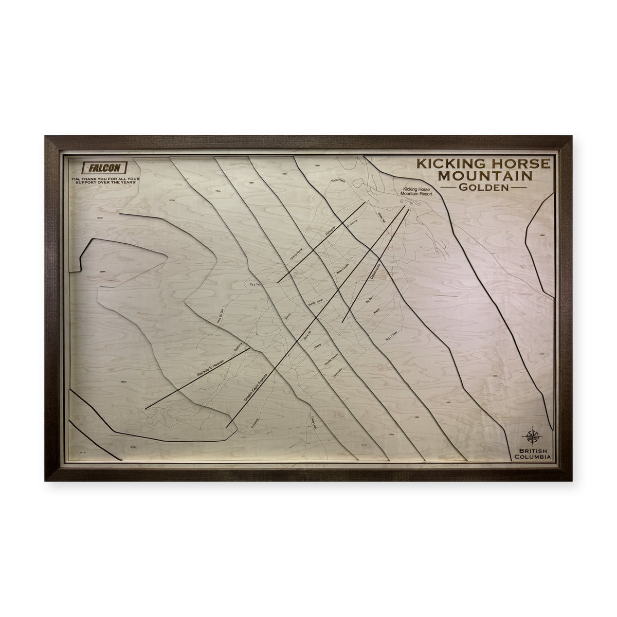 Kicking Horse Mountain British Columbia Topographic Wood Map — plain-background photo [MC20261007 q1042 60cbb6df006f]