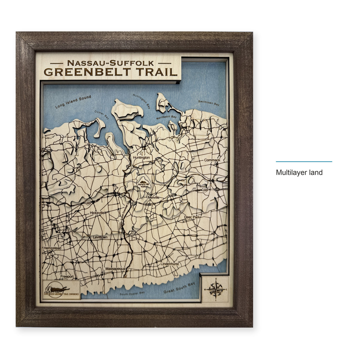 Nassau Suffolk Greenbelt Trail New York Topographic Wood Map — style-labeled photo [MC20261007 q1070 728271ce6dc6]