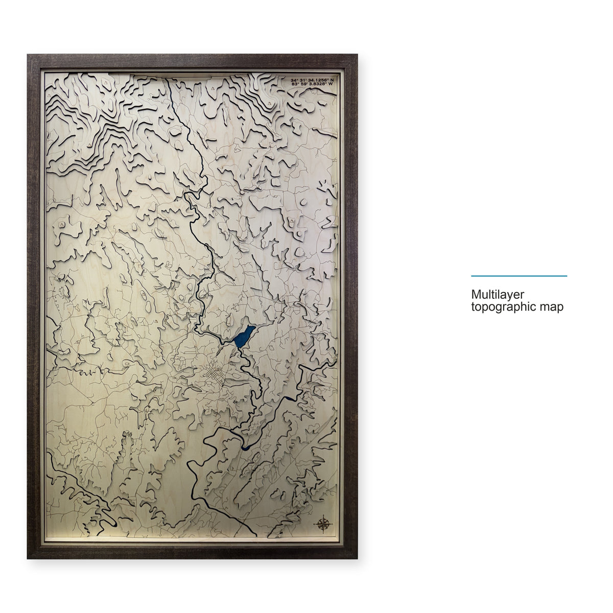 Dahlonega Georgia Topographic Multilayer Wood Map — style-labeled photo [MC20261007 q1680 5e9b6f1b5cc4]