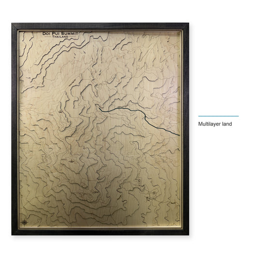 Doi Pui Summit Thailand Topographic Wood Map — style-labeled photo [MC20261007 q1702 b7c7c69b8a73]