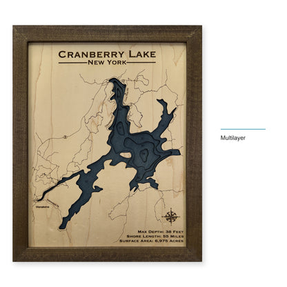 Cranberry Lake New York Multilayer Wood Map — style-labeled photo [MC20261007 q2026 48101e21fb92]