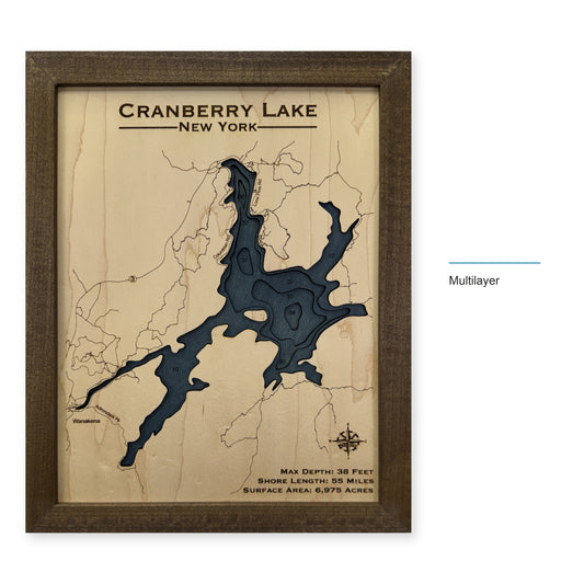 Cranberry Lake New York Multilayer Wood Map — style-labeled photo [MC20261007 q2026 48101e21fb92]