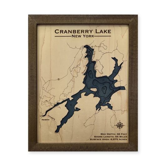 Cranberry Lake New York Multilayer Wood Map — plain-background photo [MC20261007 q2026 d16601531d17]