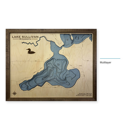 Lake Sullivan Minnesota Multilayer Wood Map — style-labeled photo [MC20261007 q2086 5fffea0afb13]