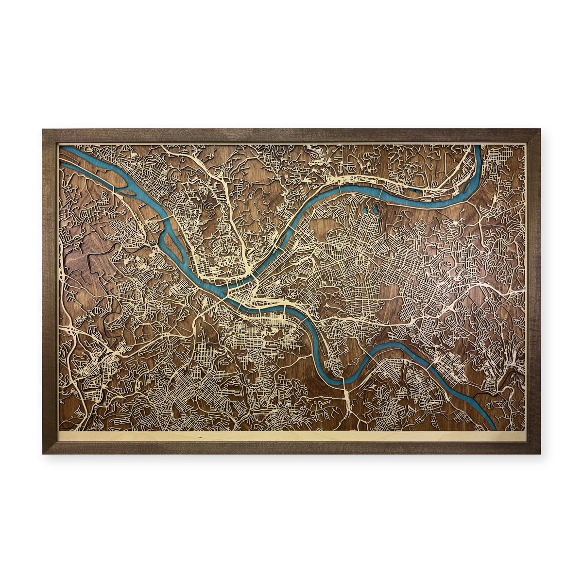 Pittsburgh Pennsylvania Wood City Map — plain-background photo [MC20261007 q2120 f9c864fde5fc]