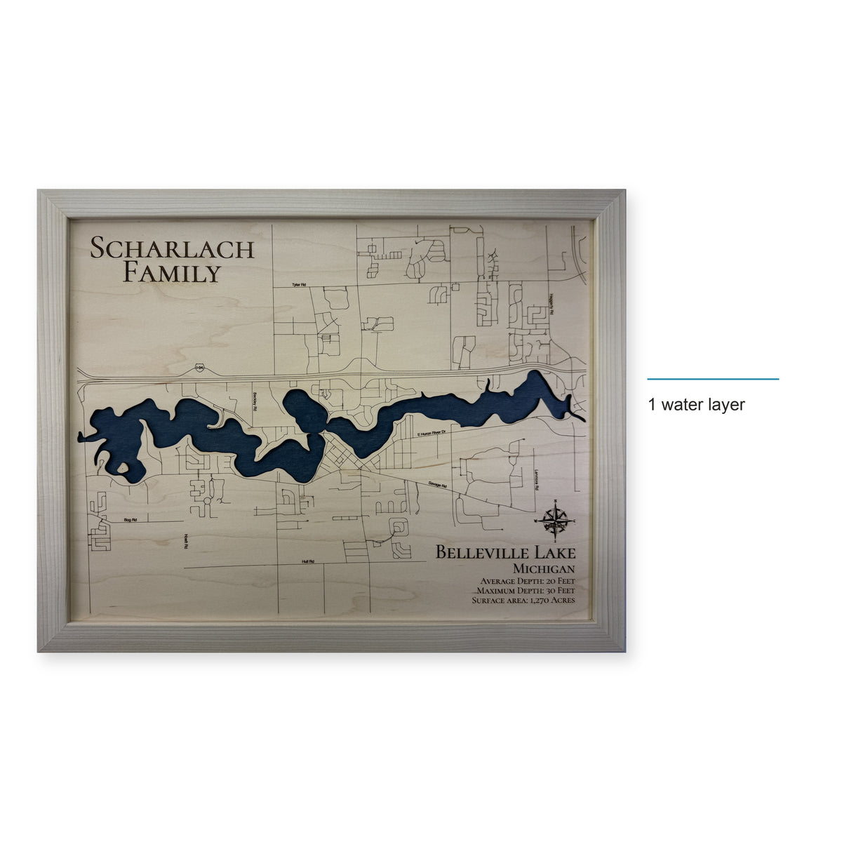 Belleville Lake Michigan Wood Map — style-labeled photo [MC20261007 q2176 4ec697826279]