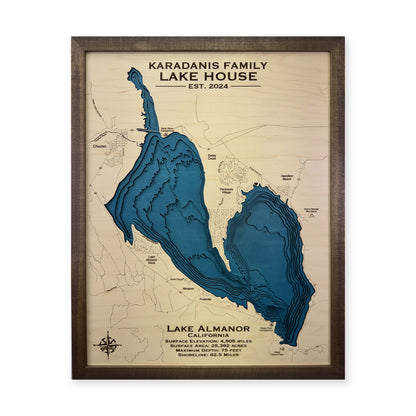 Lake Almanor California Multilayer Wood Map — plain-background photo [MC20261007 q2201 26bbc0a5d5ac]