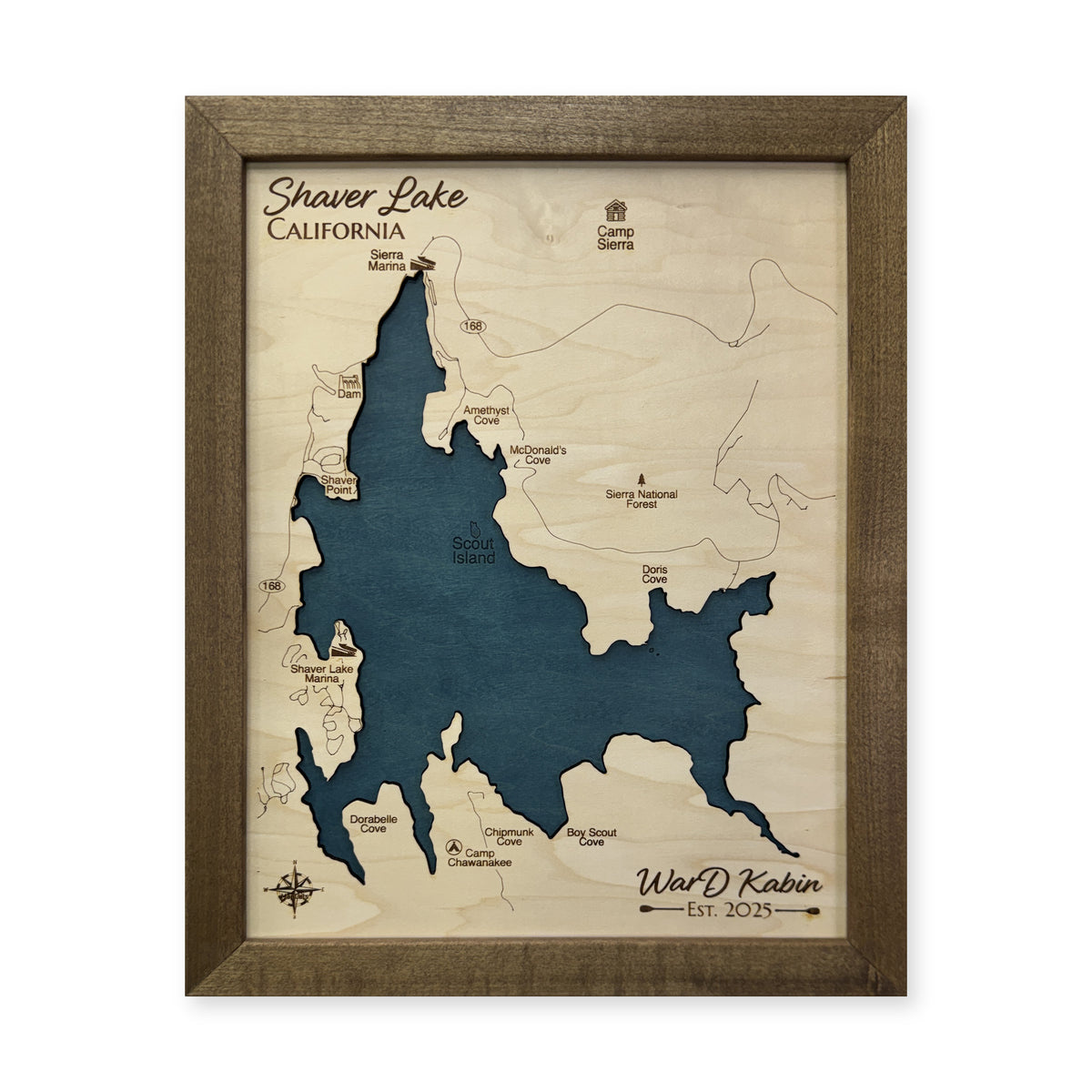 Shaver Lake California Wood Map — plain-background photo [MC20261007 q2322 bd2b92dc9f27]