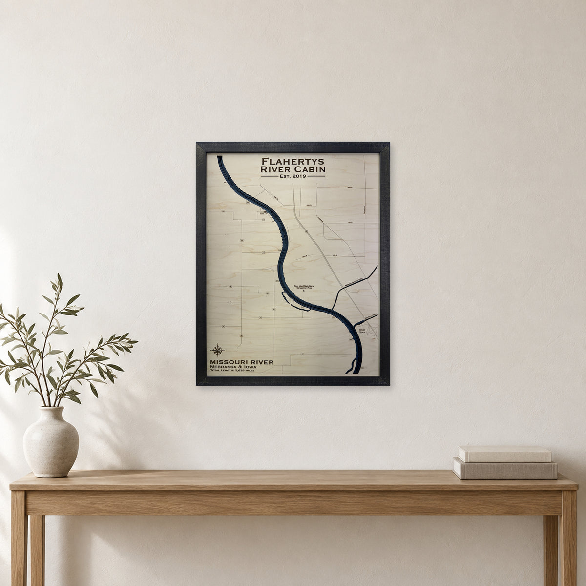 Missouri River Nebraska and Iowa Multilayer Wood Map — room mockup [MC20261007 q2325 f53f3058a0fd]