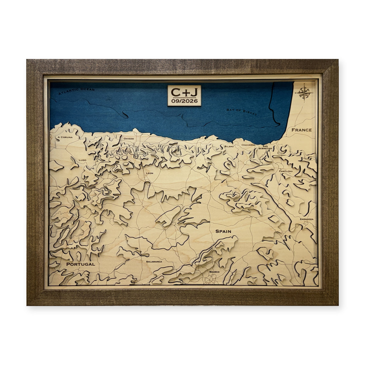 Northern Spain and Portugal Topographic Multilayer Wood Map — plain-background photo [MC20261007 q2567 89e9a4a77067]