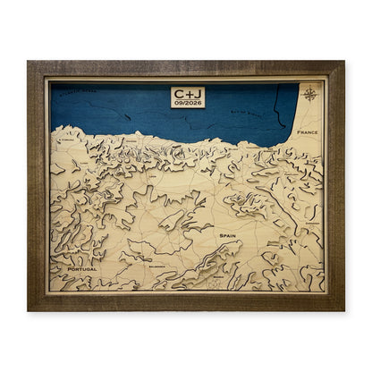 Northern Spain and Portugal Topographic Multilayer Wood Map — plain-background photo [MC20261007 q2567 89e9a4a77067]