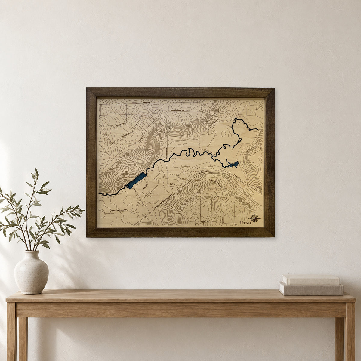 Duck Creek Village Utah Topographic Wood Map — room mockup [MC20261007 q2607 723bd66aab64]