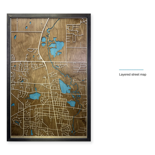 Libertyville Illinois Wood City Map — style-labeled photo [MC20261007 q2711 8ebf042819b3]