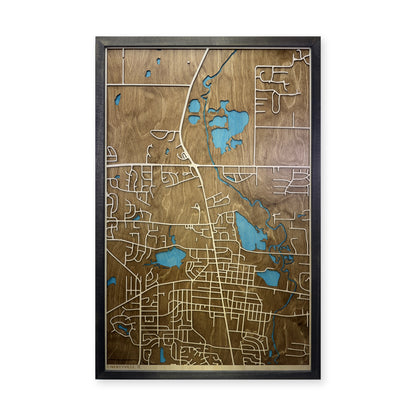 Libertyville Illinois Wood City Map — plain-background photo [MC20261007 q2711 94c2f3e95c7a]