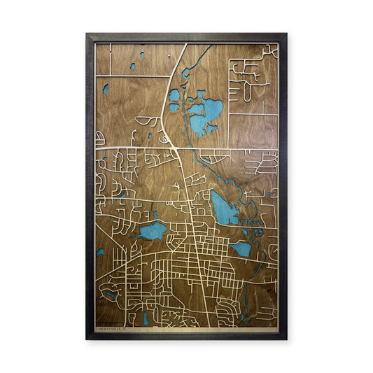 Libertyville Illinois Wood City Map — plain-background photo [MC20261007 q2711 94c2f3e95c7a]