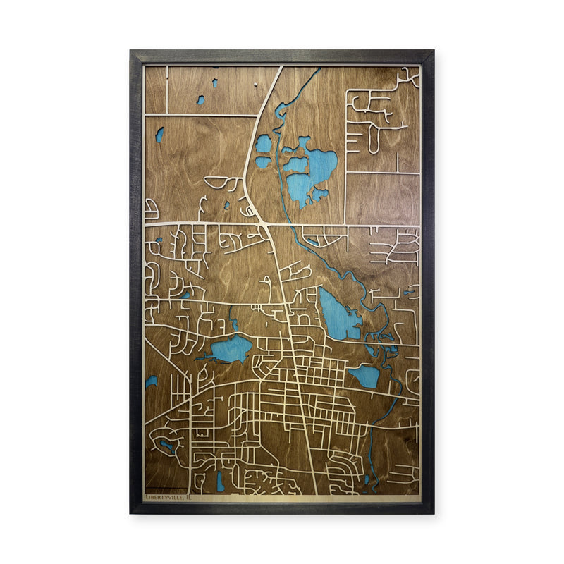 Libertyville Illinois Wood City Map — plain-background photo [MC20261007 q2711 94c2f3e95c7a]