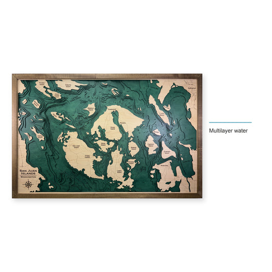San Juan Islands Washington Multilayer Wood Map — style-labeled photo [MC20261007 q2771 18571813c564]