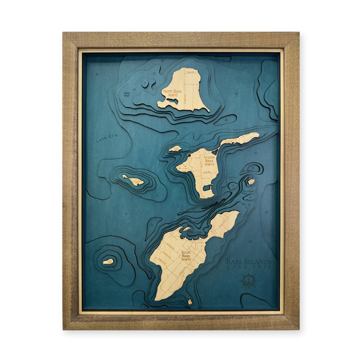 Bass Islands Lake Erie Multilayer Wood Map — plain-background photo [MC20261007 q2807 181e75d644b8]