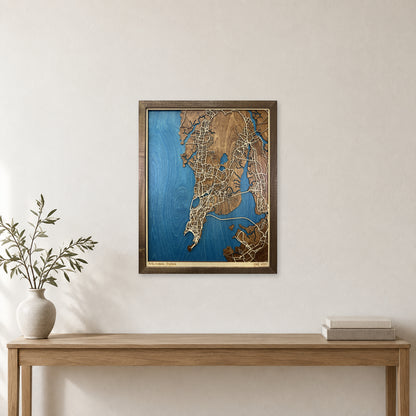 Mumbai India Wood City Map — room mockup [MC20261007 q2832 332d133ff0b4]