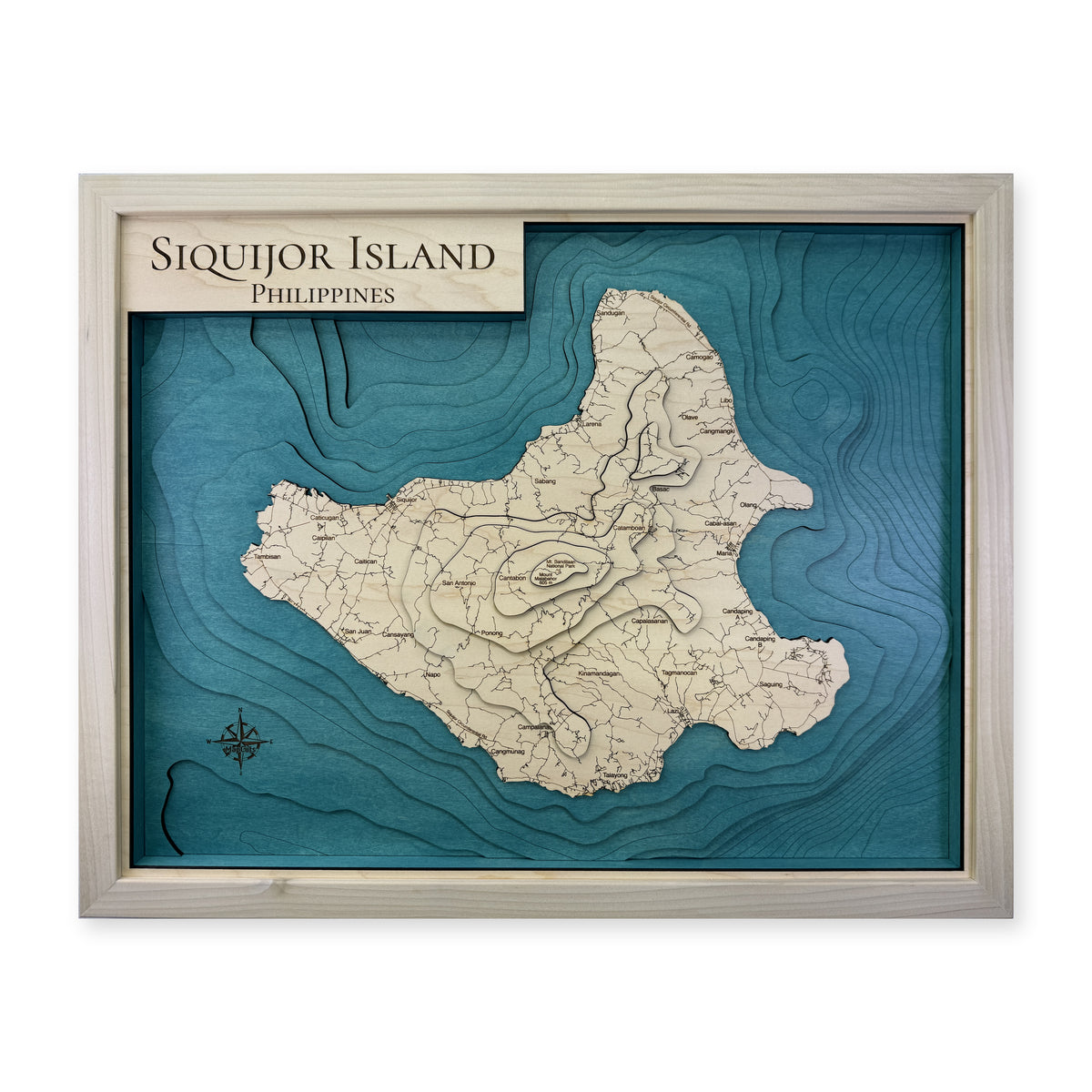 Siquijor Island Philippines Topographic Wood Map — plain-background photo [MC20261007 q2849 51af977d933e]