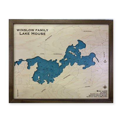 Big Lake Alaska Wood Map — plain-background photo [MC20261007 q2891 501cae463861]