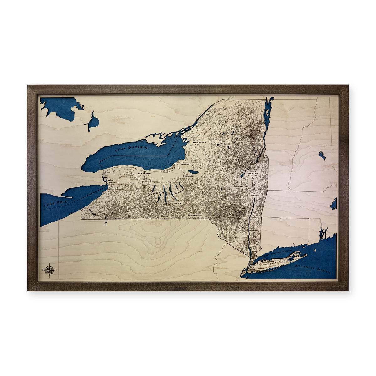 New York State Topographic Wood Map — plain-background photo [MC20261007 q3034 111a3aa16d21]