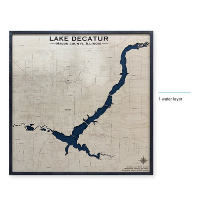 Lake Decatur Macon County Illinois Wood Map — style-labeled photo [MC20261007 q3107 50d3456d6e7a]