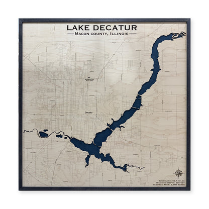 Lake Decatur Macon County Illinois Wood Map — plain-background photo [MC20261007 q3107 c170f594776d]