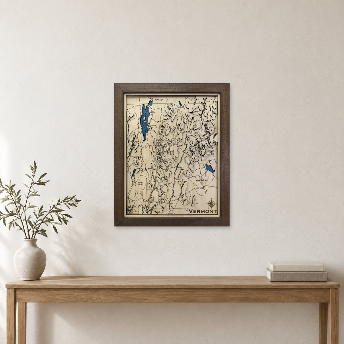 Vermont Topographic Multilayer Wood Map — room mockup [MC20261007 q3196 0068f36241d9]