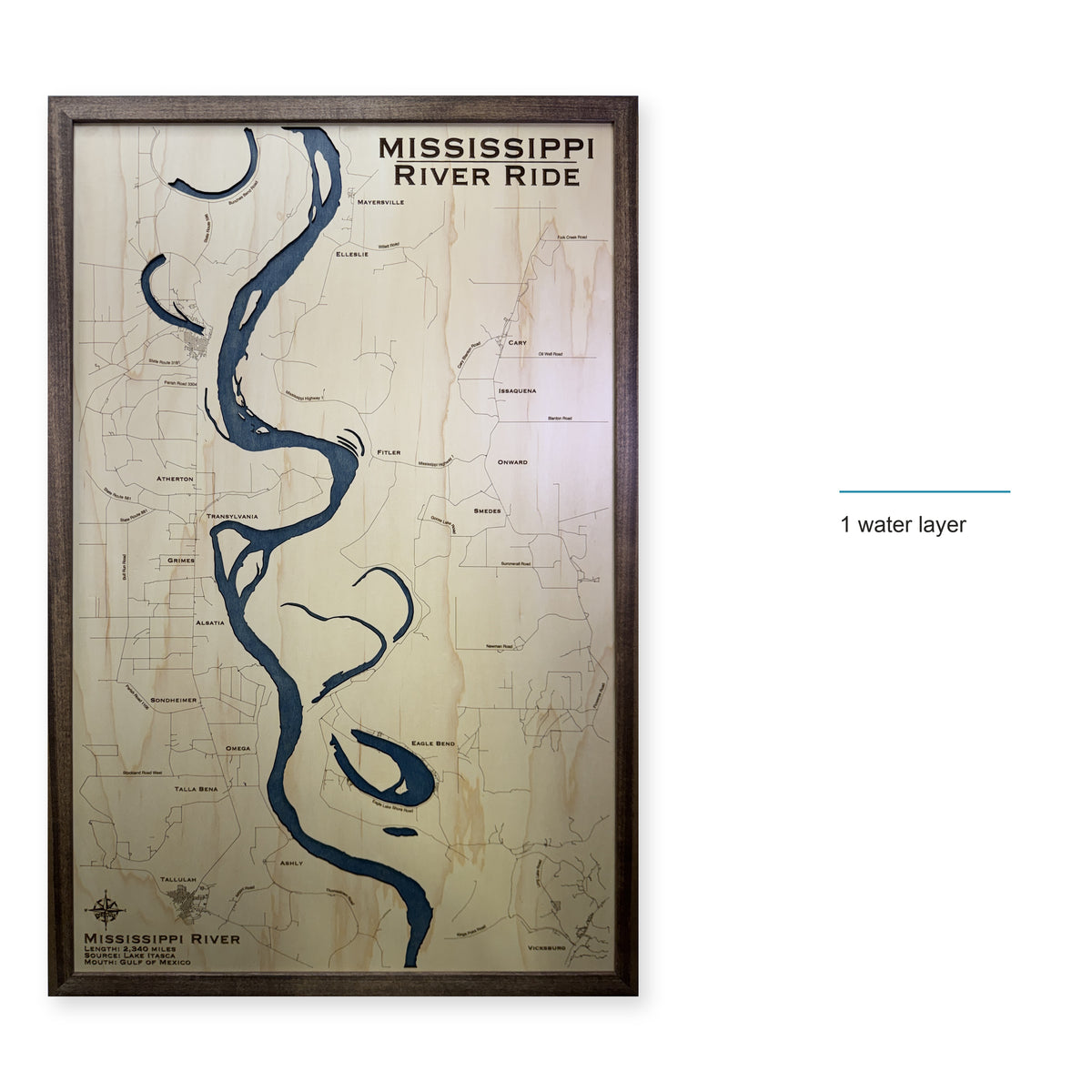 Mississippi River Vicksburg Region Wood Map — style-labeled photo [MC20261007 q3260 9bf55481975b]