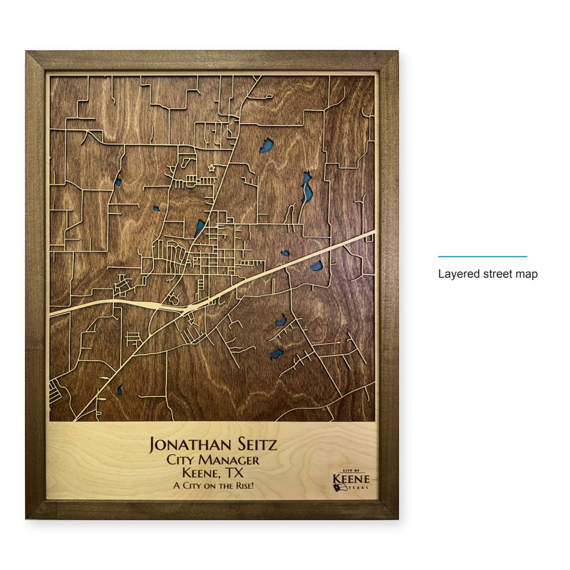 Keene Texas Wood City Map — style-labeled photo [MC20261007 q3306 7d200f88b5ee]