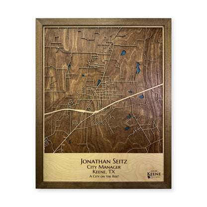 Keene Texas Wood City Map — plain-background photo [MC20261007 q3306 284cc4f76c3e]