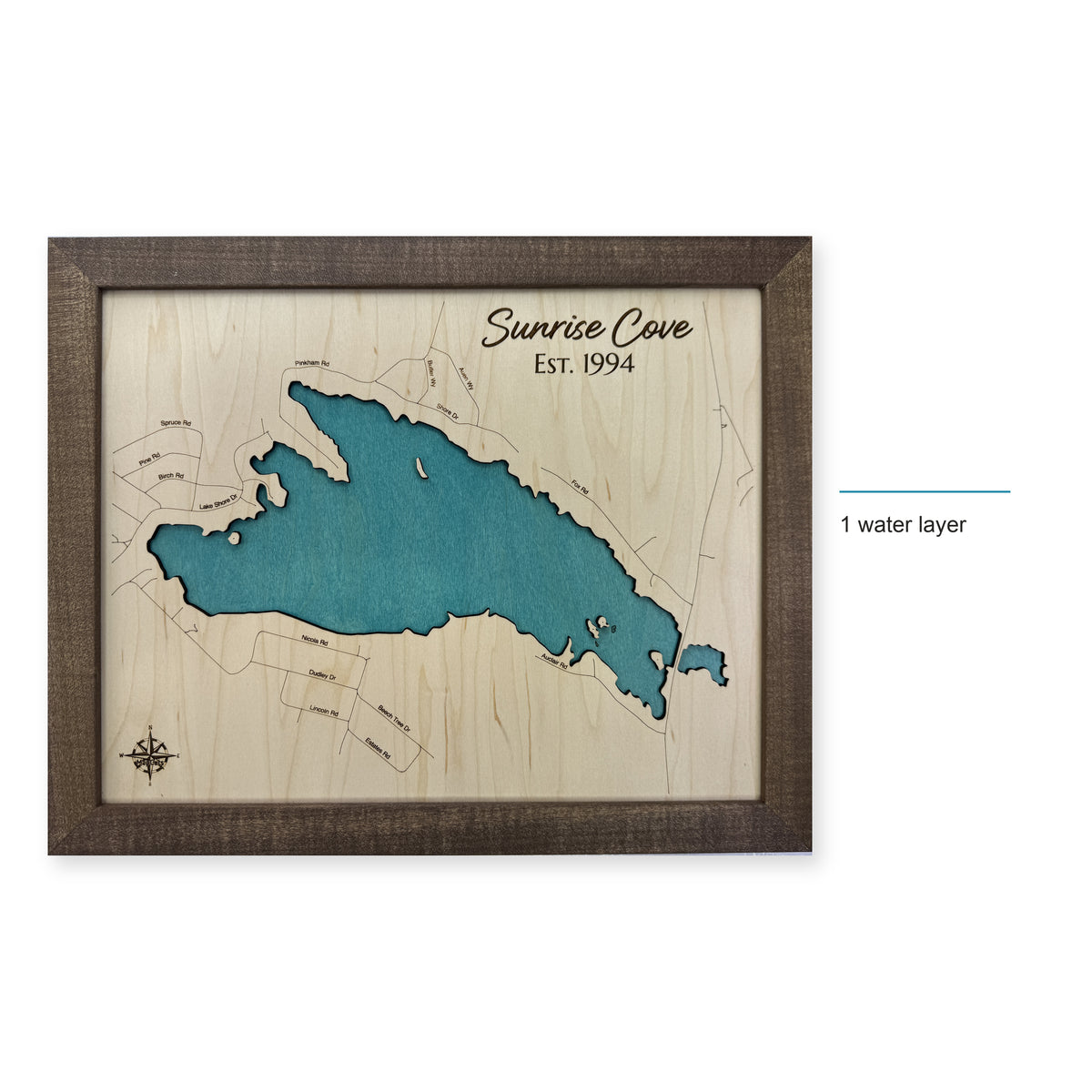 Sunrise Lake New Hampshire Wood Map — style-labeled photo [MC20261007 q3547 9d431c5d24bb]