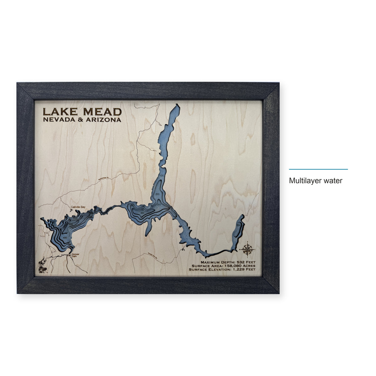 Lake Mead Nevada and Arizona Wood Map — style-labeled photo [MC20261007 q3571 28546f90506d]