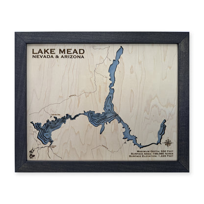 Lake Mead Nevada and Arizona Wood Map — plain-background photo [MC20261007 q3571 b60def0b9fed]